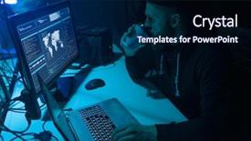  Presentation with fraud - Presentation with server dangerous criminals coding virus background and a navy blue colored foreground