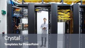  Presentation with cryptocurrency - Amazing slide set having server farms - expert of cryptocurrency storage center backdrop and a gray colored foreground