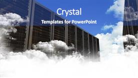  Presentation with server - PPT theme consisting of server hallway against scenic view of blue sky background and a teal colored foreground