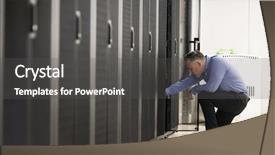  Presentation with server - PPT theme enhanced with server hallway at the data background and a dark gray colored foreground