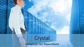  Presentation with banquet server - Beautiful PPT layouts featuring server hallway in the blue backdrop and a light blue colored foreground