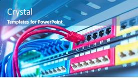  Presentation with cables - Beautiful slides featuring server-rack-with-blue backdrop and a teal colored foreground