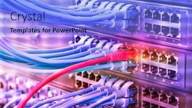  Presentation with server room - Slide deck having server-rack-with-blue background and a light blue colored foreground