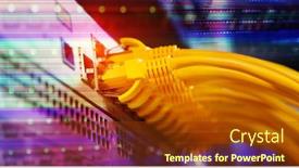  Presentation with server - PPT theme consisting of server-rack-with-blue background and a tawny brown colored foreground