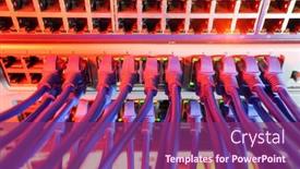  Presentation with cables - PPT layouts having server-rack-with-blue background and a violet colored foreground