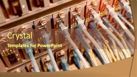  Presentation with cables - Colorful slides enhanced with server-rack-with-blue backdrop and a tawny brown colored foreground