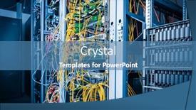  Presentation with optic - Presentation theme featuring server-rack-with-fiber-optic background and a teal colored foreground