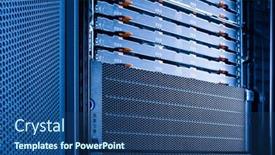  Presentation with server - Audience pleasing presentation theme consisting of server-rack-with-uncovered-data backdrop and a ocean colored foreground