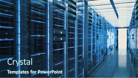  Presentation with computer network - Beautiful theme featuring server-racks-in-computer-network backdrop and a ocean colored foreground