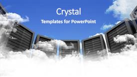  Presentation with server room - PPT theme enhanced with server room against scenic view background and a teal colored foreground