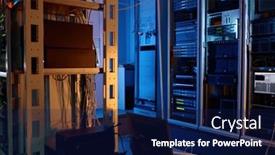  Presentation with wires - Presentation theme featuring server-room-of-modern-data background and a navy blue colored foreground