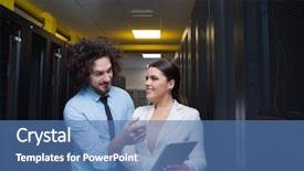  Presentation with data center - Slides consisting of server room to female chief background and a  colored foreground