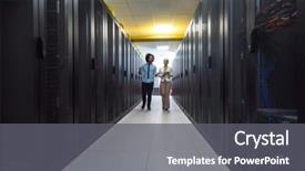  Presentation with data center - Amazing presentation theme having server room to female chief backdrop and a  colored foreground