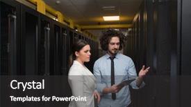  Presentation with data center - Beautiful presentation featuring server room to female chief backdrop and a  colored foreground