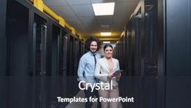  Presentation with engineering engineer or safety officer - PPT theme featuring server room to female chief background and a  colored foreground