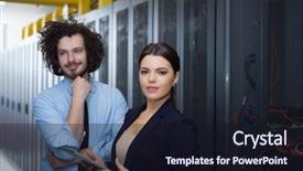  Presentation with mechanical engineering engineer tools - PPT theme with server room to female chief background and a  colored foreground