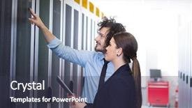  Presentation with data center - Presentation theme having server room to female chief background and a tawny brown colored foreground