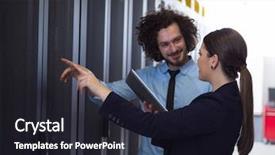  Presentation with engineering desk of civil engineer - Audience pleasing presentation consisting of server room to female chief backdrop and a  colored foreground