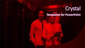  Presentation with engineering engineer or safety officer - Theme with server room to female chief background and a  colored foreground