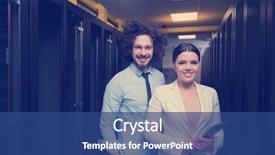  Presentation with computer network - Colorful PPT layouts enhanced with server room to female chief backdrop and a  colored foreground