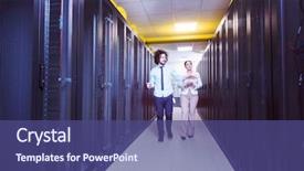  Presentation with mechanical engineering engineer tools - Audience pleasing theme consisting of server room to female chief backdrop and a  colored foreground