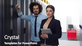  Presentation with data center - PPT theme having server room to female chief background and a  colored foreground