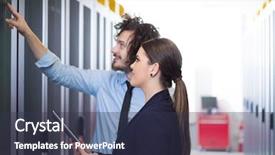  Presentation with engineering engineer or safety officer - Audience pleasing slide deck consisting of server room to female chief backdrop and a tawny brown colored foreground