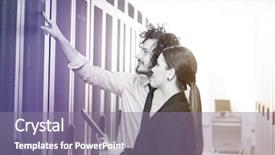  Presentation with mechanical engineering engineer tools - Presentation theme featuring server room to female chief background and a  colored foreground