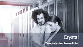  Presentation with data center - Amazing presentation design having server room to female chief backdrop and a  colored foreground