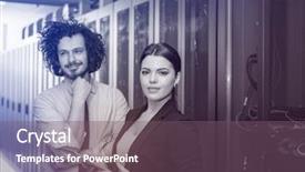  Presentation with data center - Beautiful slide set featuring server room to female chief backdrop and a  colored foreground