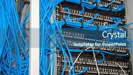  Presentation with server room - Slides consisting of server room with routers background and a ocean colored foreground