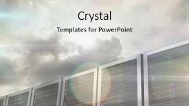  Presentation with server - Amazing presentation having server rooms arranged in a rows against digitally generated bright sunlight backdrop and a sky blue colored foreground