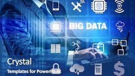  Presentation with data - PPT theme enhanced with server statistics - big data modern computing concept background and a ocean colored foreground