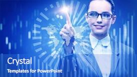  Presentation with data mining - Audience pleasing presentation theme consisting of server statistics - businesswoman in data mining concept backdrop and a cobalt blue colored foreground