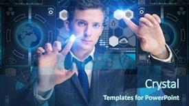  Presentation with sharing - Colorful slide deck enhanced with server statistics - futuristic media sharing concept backdrop and a ocean colored foreground