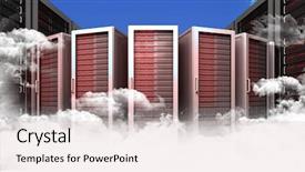  Presentation with towers - Audience pleasing theme consisting of server towers against scenic view of blue sky backdrop and a lemonade colored foreground