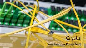  Presentation with optic - Presentation theme consisting of server with fiber optic cables background and a  colored foreground