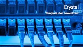  Presentation with fiber optic - Colorful PPT layouts enhanced with optical fibers - server with fiber optic cables backdrop and a ocean colored foreground