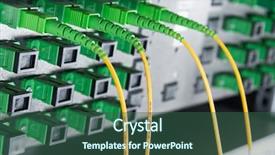  Presentation with data cabling - PPT layouts enhanced with server with fiber optic cables background and a ocean colored foreground