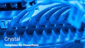  Presentation with optic - Presentation design having server with fiber optic cables in data center background and a teal colored foreground