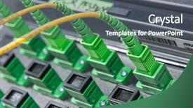  Presentation with fiber optic - PPT theme with grilled octopus with lemon and parsley leaves background and a coral colored foreground