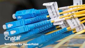  Presentation with fiber optic - Amazing presentation theme having business couple looking at each other while using laptop in creative office backdrop and a light gray colored foreground