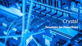  Presentation with fiber optic - Amazing slide deck having server-with-fiber-optic-cables backdrop and a teal colored foreground