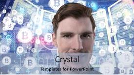  Presentation with information technology - Audience pleasing presentation design consisting of servers and bitcoin technology information backdrop and a light blue colored foreground