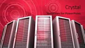  Presentation with information technology - Slide set featuring servers and technology information interface background and a red colored foreground
