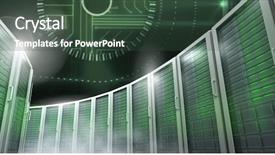  Presentation with information technology - Amazing presentation having servers and technology information interface backdrop and a tawny brown colored foreground