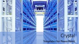  Presentation with cables - Audience pleasing PPT layouts consisting of servers in a technology data backdrop and a light blue colored foreground