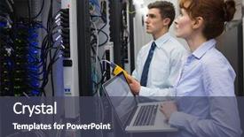  Presentation with servers - Cool new presentation theme with servers in large data backdrop and a dark gray colored foreground