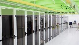  Presentation with server room - Beautiful presentation theme featuring servers in server room backdrop and a mint green colored foreground