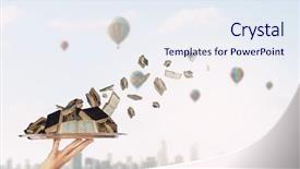  Presentation with pile - Slide set consisting of servers librares - hand holding tray with pile background and a  colored foreground